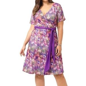 NEW Flor Wrap Dress Plus Size 1x Peacock